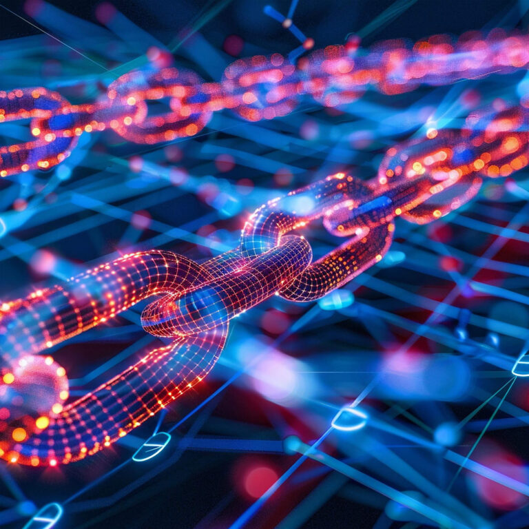 Digital platforms connected through data lines symbolizing seamless software integration and configuration.